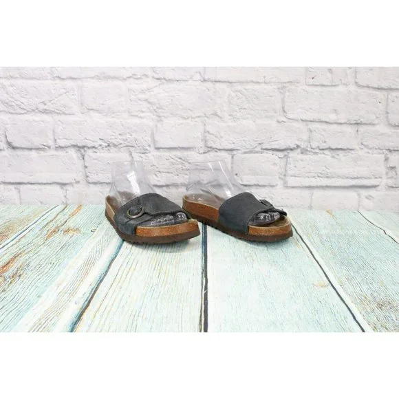 LL Bean  Navy Blue Suede  Slip on Slide Sandals Slippers Size 7 - Picture 3 of 9